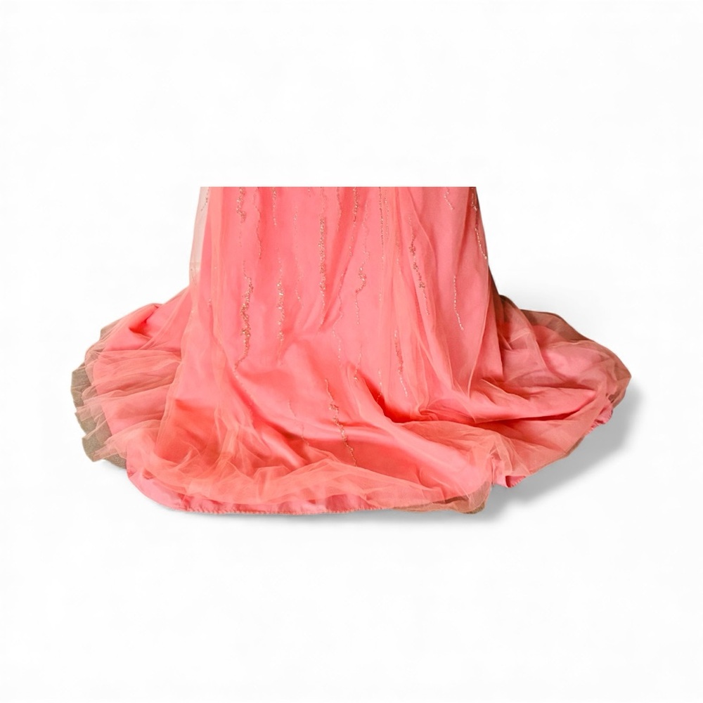 Alfred Angelo Coral Pink Beaded Princess Plus Size Prom Dress - Picture 3 of 16